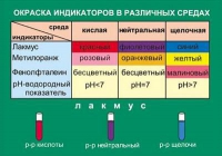 Таблица Окраска индикаторов в различных средах (винил) - «globural.ru» - Тобольск