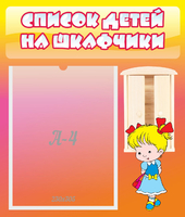 Стенд "Список детей на шкафчики" №6 - «globural.ru» - Тобольск